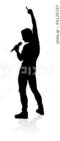 Singer Pop Country Or Rock Star Silhouetteのイラスト素材