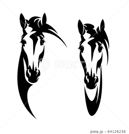 horse head front view head black vector outline 64126236