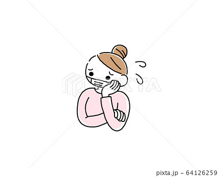 イラスト 女性 汗 マスク ポーズ 左 挿絵 イラスト 女性 汗 マスク ポーズ 左 挿絵 64126259