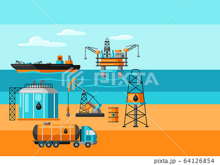Illustration of oil production. Illustration of oil production. 64126854