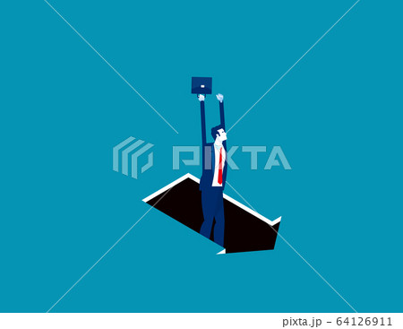 Pitfall arrow sign. Business trap concept Pitfall arrow sign. Business trap concept 64126911