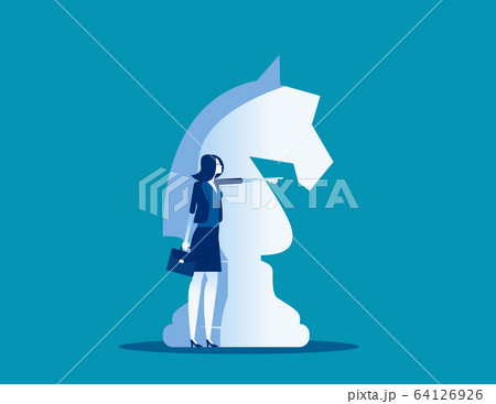 Big knight chess piece and Business leader. Big knight chess piece and Business leader. 64126926