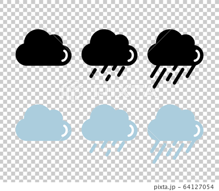 曇りや雨のアイコンのセット 天気 イラストのイラスト素材
