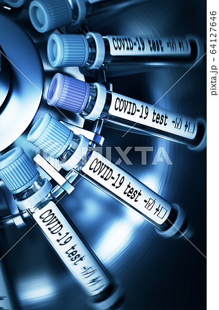Coronaviruses research, conceptual illustration. Negative COVID-19 test and laboratory sample of blood tasting for diagnosis new Corona virus infection. 3D Coronaviruses research, conceptual illustration. Negative COVID-19 test and laboratory sample of blood tasting for diagnosis new Corona virus infection. 3D 64127646