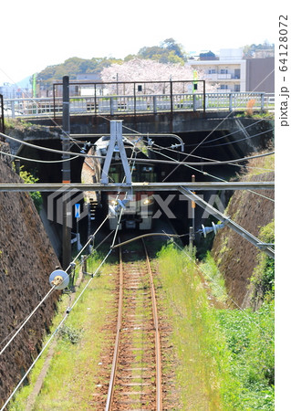 日本一短いトンネル 川尻トンネル の写真素材