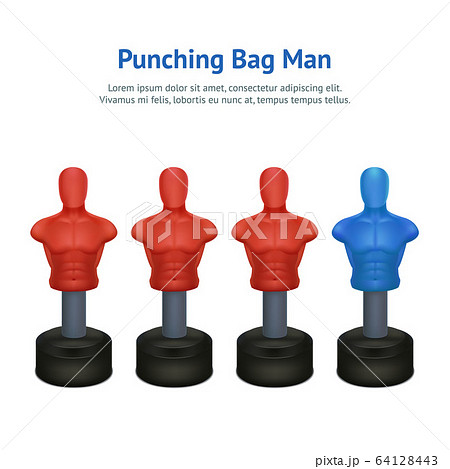 Realistic 3d Detailed Punching Bag Man Card. Vector Realistic 3d Detailed Punching Bag Man Card. Vector 64128443