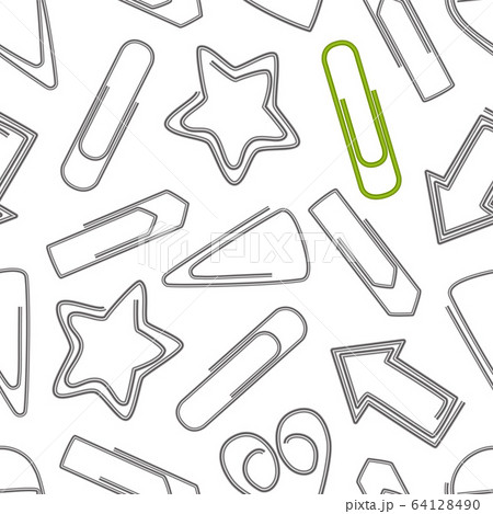 Realistic 3d Detailed Metal Paper Clips Seamless Pattern Background. Vector Realistic 3d Detailed Metal Paper Clips Seamless Pattern Background. Vector 64128490