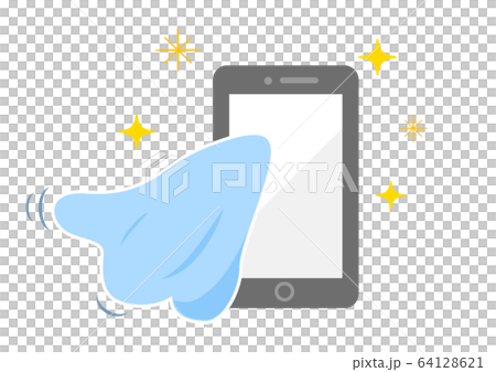 スマホの液晶画面ばい菌 消毒のイラスト素材