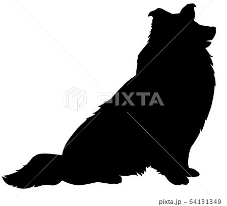 犬シルエット 動物 座っている犬 おすわり のイラスト素材