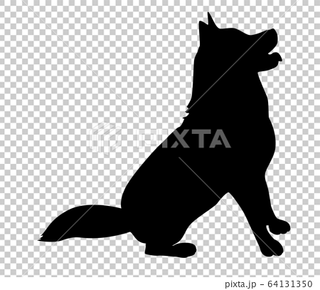 犬シルエット 動物 座っている犬 おすわり シェパード シベリアンハスキーのイラスト素材
