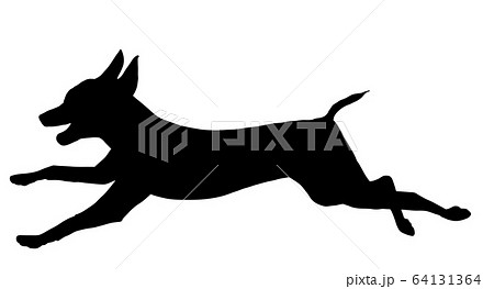 犬シルエット 動物 走る犬 のイラスト素材
