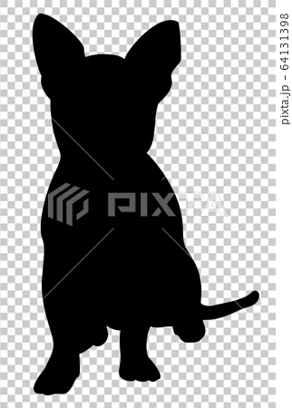 犬シルエット 動物 座る犬 チワワ のイラスト素材