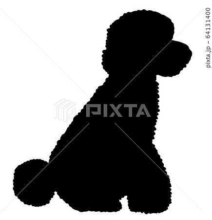 犬シルエット 動物 座る犬 プードルのイラスト素材