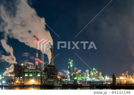 工場夜景 日本製紙石巻工場 工場夜景 日本製紙石巻工場 64132146