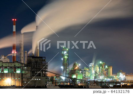 工場夜景 日本製紙石巻工場 工場夜景 日本製紙石巻工場 64132176