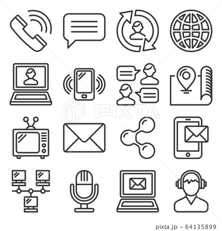 Contact Icons Set on White Background. Line Style Vector Contact Icons Set on White Background. Line Style Vector 64135899