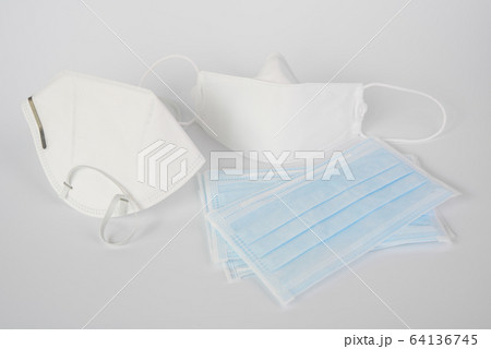 Set of surgical white and blue masks protection Set of surgical white and blue masks protection 64136745
