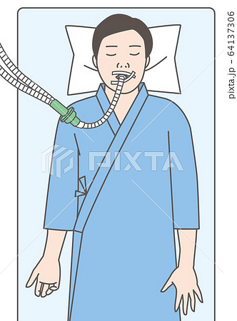 人工呼吸器 男性 入院のイラスト素材