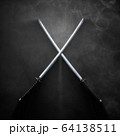 Two katanas with crossed blades in dramatic smoke 64138511