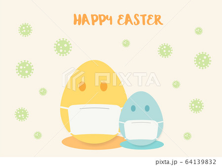 Easter Eggs Wearing Mask Protect Covid-19 or Easter Eggs Wearing Mask Protect Covid-19 or 64139832