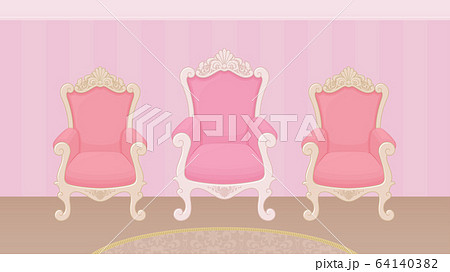 エレガントな椅子が3つ並んだ背景イラスト 16 9のイラスト素材
