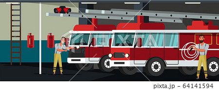 Fire department station flat vector illustration 64141594