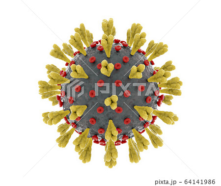 New coronavirus causing covid-19 isolated on white background. 64141986