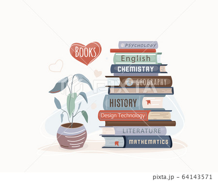 Book stack. Textbooks for academic study. Vector illustration in trendy flat style isolated on white background Book stack. Textbooks for academic study. Vector illustration in trendy flat style isolated on white background 64143571