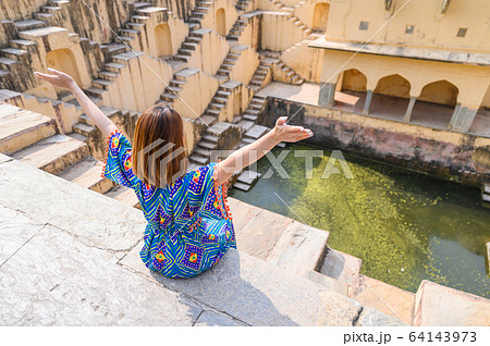 Portrait of young woman in Panna Meena ka Kund Portrait of young woman in Panna Meena ka Kund 64143973