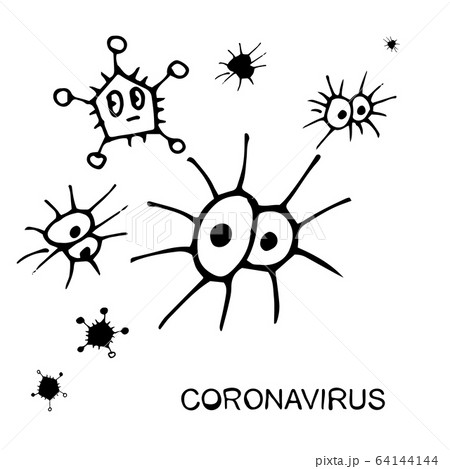 Vector Doodle Coronavirus or Cartoon Monster 64144144