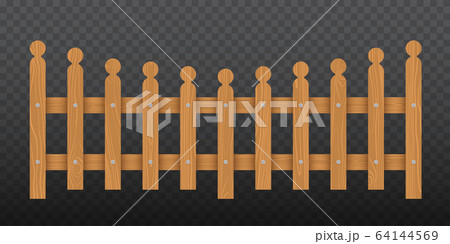 Brown wooden fence. Vector illustration isolated on transparent background 64144569