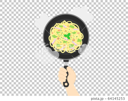 ペペロンチーノパスタの調理のイラスト 64145253