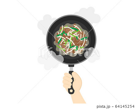 レバニラの調理のイラスト 64145254