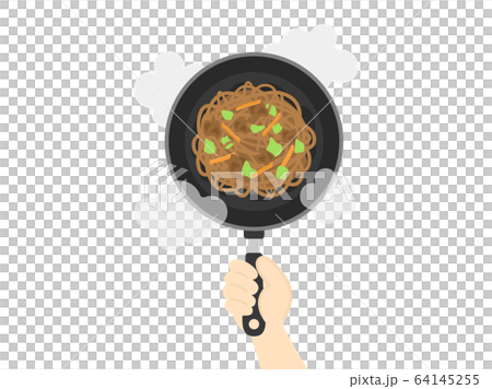 ソース焼きそばの調理のイラスト 64145255