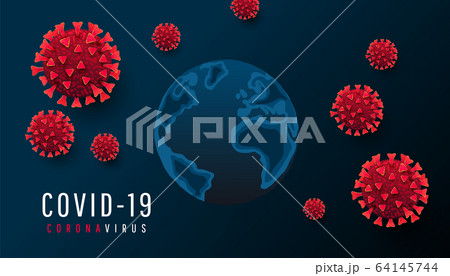 Coronavirus and covid 19 concept. 3d vector global 64145744