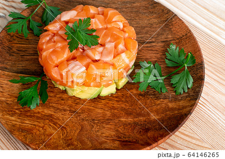 Raw Salmon Tartare, Trout Tartar or Red Fish Tatar 64146265