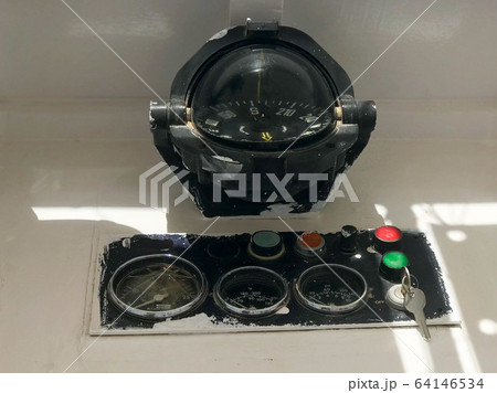 Instrument panel on a boat, ship, maritime  64146534
