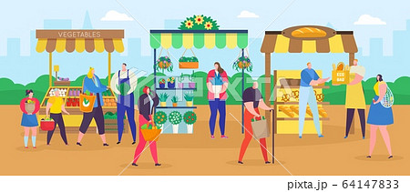 Street shop market vector illustration, cartoon... - Stock Illustration  [64147833] - PIXTA