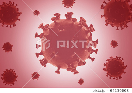 Group of Coronavirus cells. 3D illustration for background, The pandemic of influenza 64150608