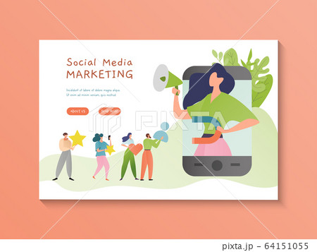 Social media marketing vector illustration. Video multimedia content online. Digital marketing concept. Woman cartoon character. Social media marketing vector illustration. Video multimedia content online. Digital marketing concept. Woman cartoon character. 64151055