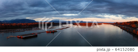 Beautiful Aerial Panoramic View of Fraser River 64152080