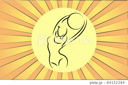 Linear circular icon of a woman doing aqua  Linear circular icon of a woman doing aqua  64152284