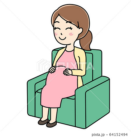 椅子に座る妊婦さんのイラスト素材