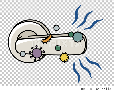 ドアノブ 菌 ウイルスのイラスト素材