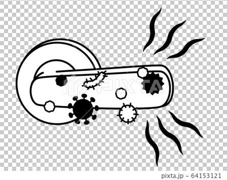 ドアノブ 菌 ウイルス 白黒のイラスト素材