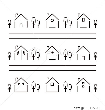シンプルなホームアイコン 町並みのイラスト素材