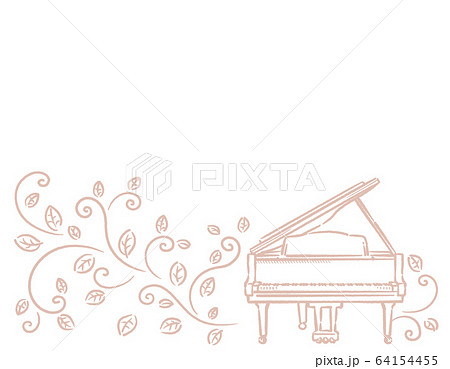 ピアノのイラストを使ったカフェ風の背景素材のイラスト素材
