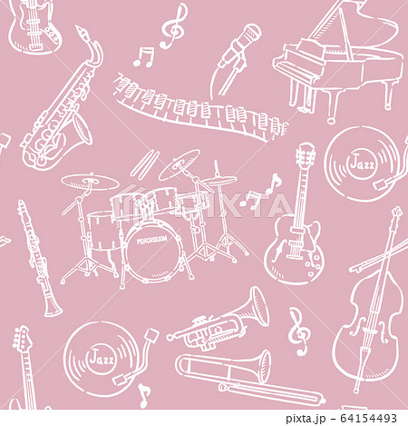 ジャズの楽器のパターン素材 64154493