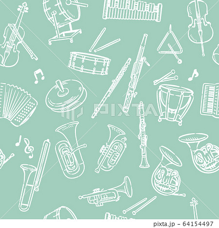 オーケストラの楽器のパターン素材のイラスト素材