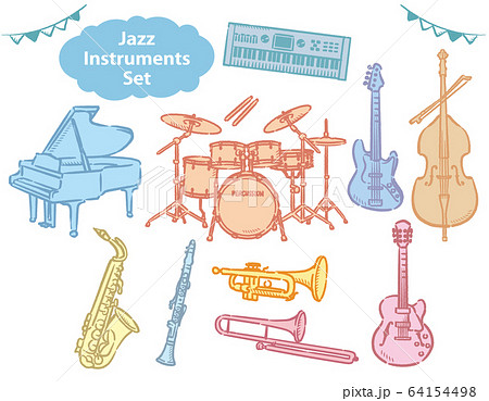 ジャズの楽器のイラスト素材セットのイラスト素材